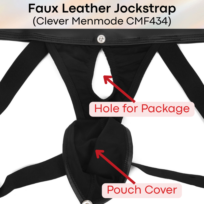 Men's Jockstrap: Polyester Faux Leather Jockstrap with Removable Pouch Top (CMF434)