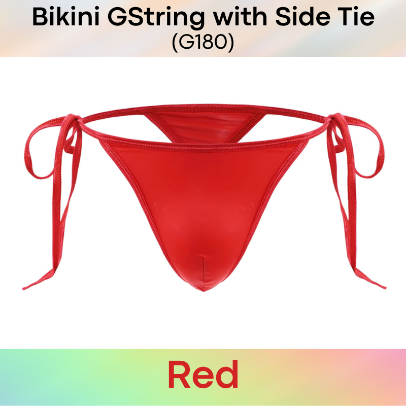Men's GString: Polyester Ice Silk Bikini GString with Side String Tie (G180)