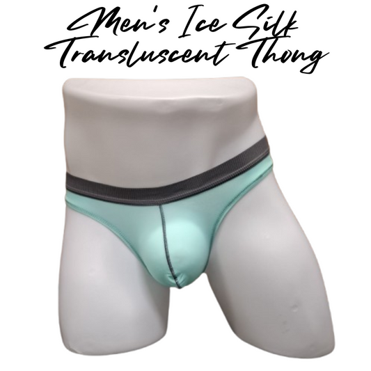 Men's Thong: Polyester Ice Silk Soft and Thin Thong Underwear (KX032DK)