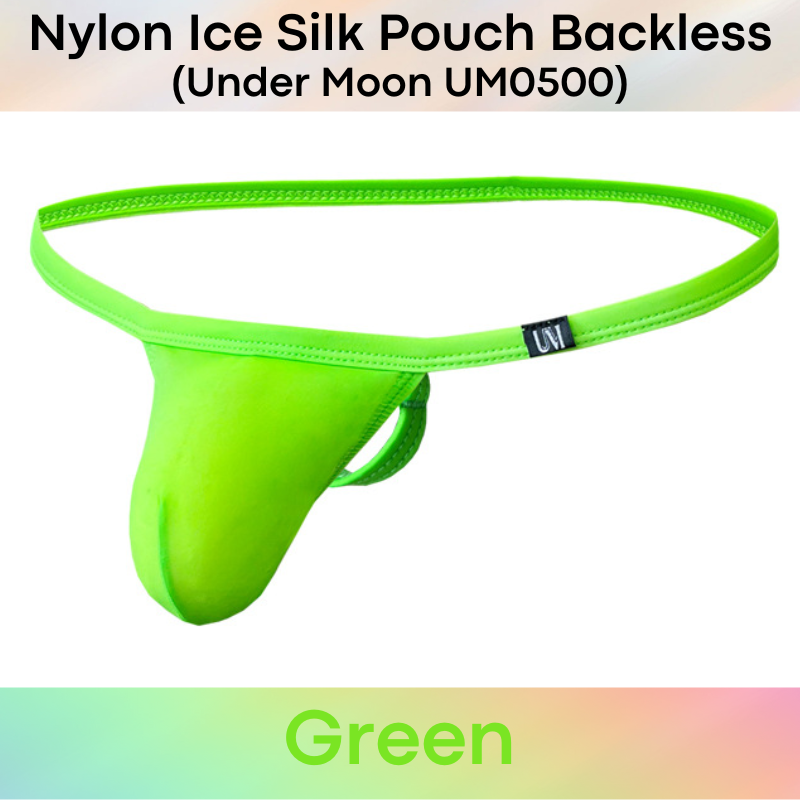Men's GString: Nylon Ice Silk Pouch with Groin Buckle Backless Freedom Underwear (UM0500)