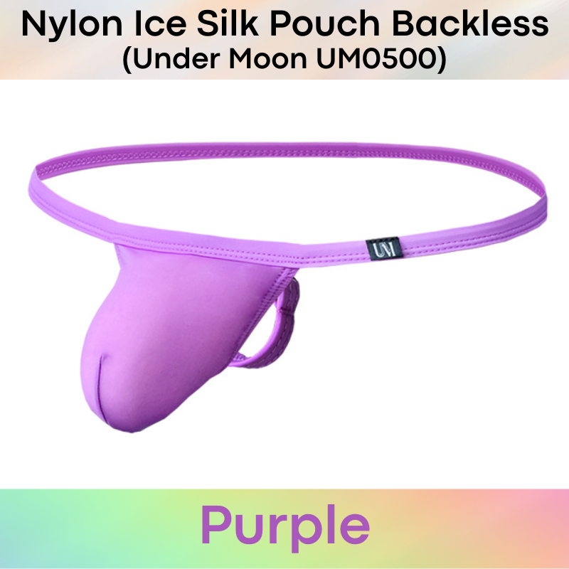 Men's GString: Nylon Ice Silk Pouch with Groin Buckle Backless Freedom Underwear (UM0500)