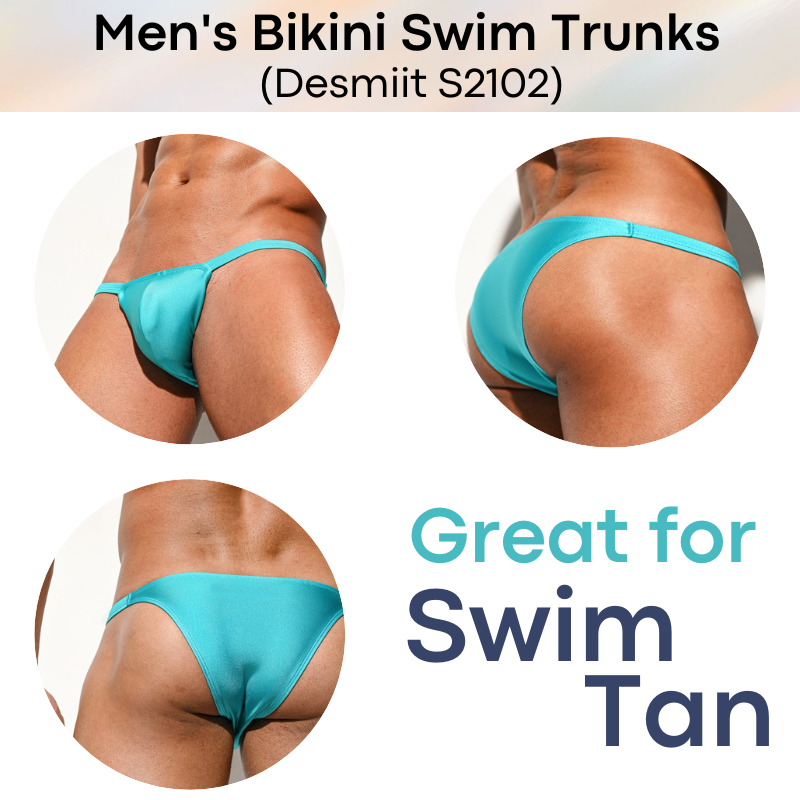 Men's Swimwear : Bikini Swim Trunks for Swim and Tan (Desmiit S2102)