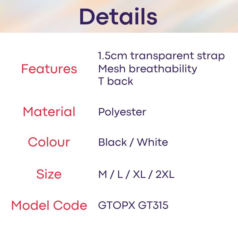 Men's Thong: Polyester T Back Thong with Transparent Strap (GT315)