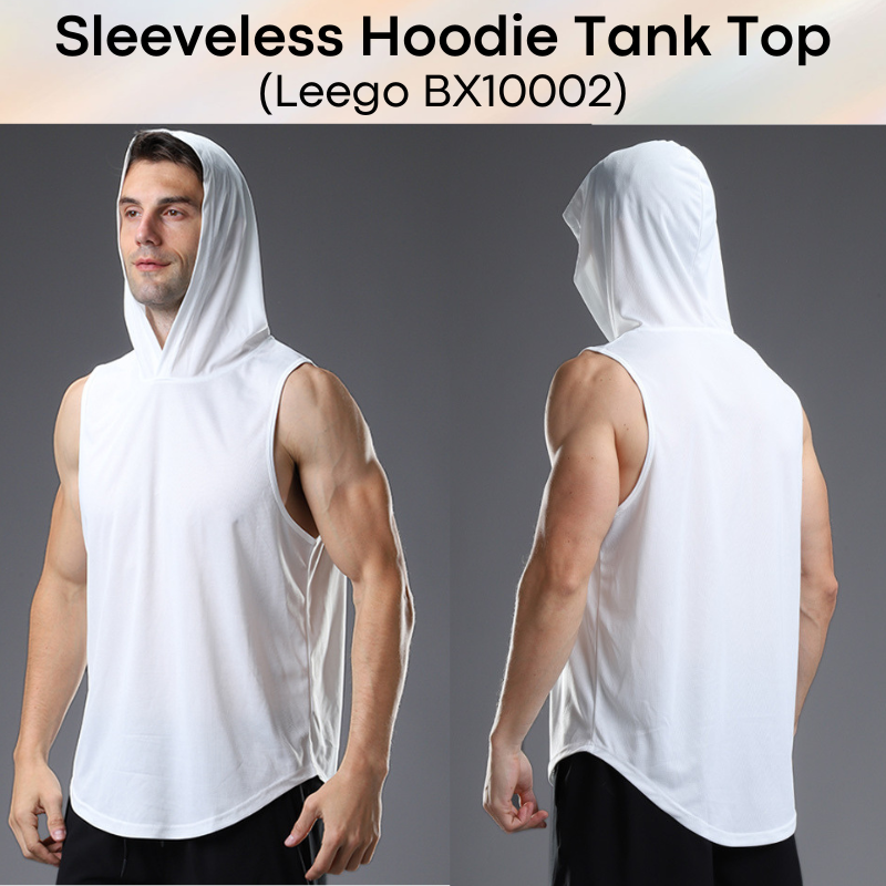 Men's Tee: Polyester Sleeveless Slim Fit Tank Top with Hoodie (BX10002)