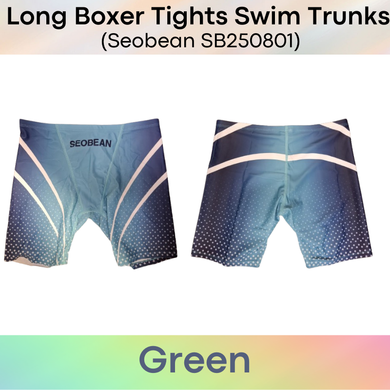 Men's Swim Trunks : Polyester Low Waist Long Boxer Tights Swim Trunks with Gradient Colour Print (Seobean SB250801)