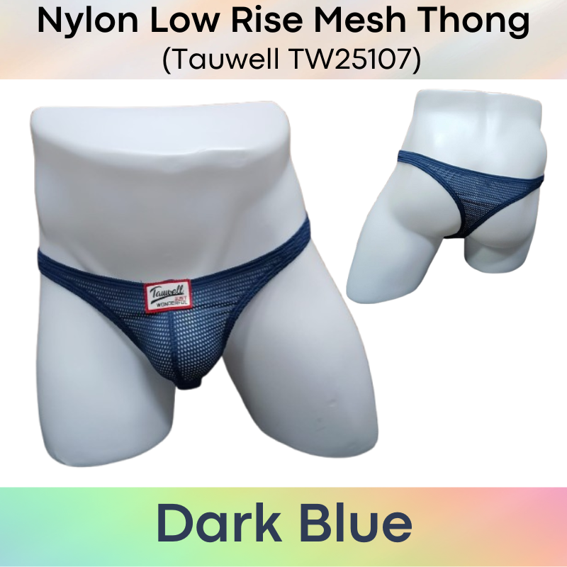 Men's Thong: Nylon Mesh Perforated Thong Underwear (TW25107)