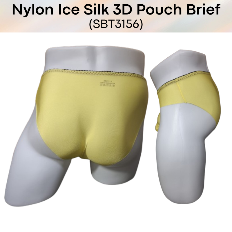 Men's Brief: Nylon Ice Silk 3D Pouch No Visible Line Brief Underwear (SBT3156)