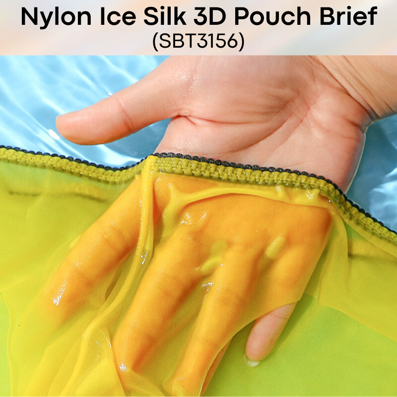Men's Brief: Nylon Ice Silk 3D Pouch No Visible Line Brief Underwear (SBT3156)