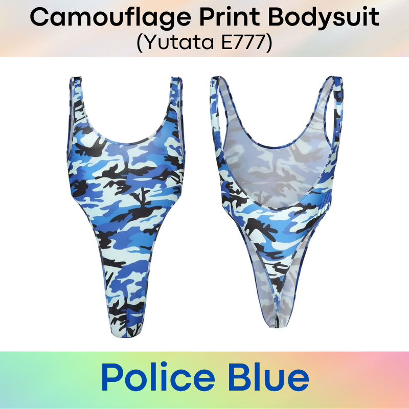 Men's Bodysuit: Polyester Camouflage Print Thong Bodysuit Underwear (E777)