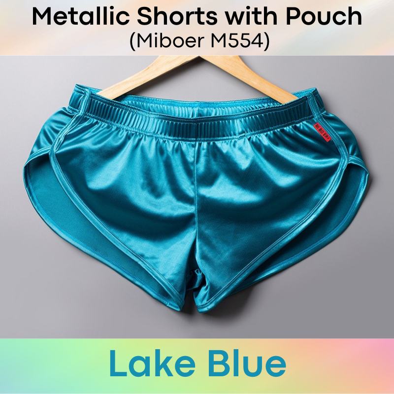 Men's Shorts : Polyester Metallic Smooth Shorts with Inner Front Pouch Lining (Miboer M554)