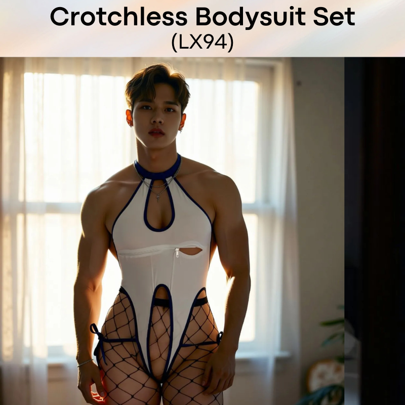 Unisex Underwear: Polyester Crotchless with Blindfold/Stocking Set Underwear (LX94)