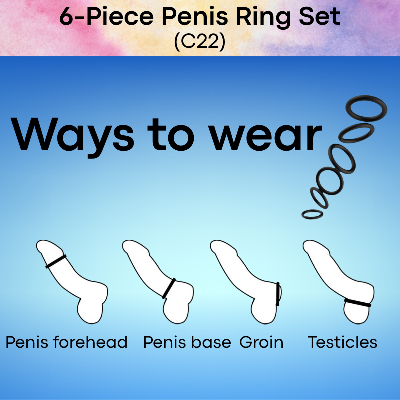 Adult Toy: Men's Silicone Penis Ring 6-Pc Set (C22)