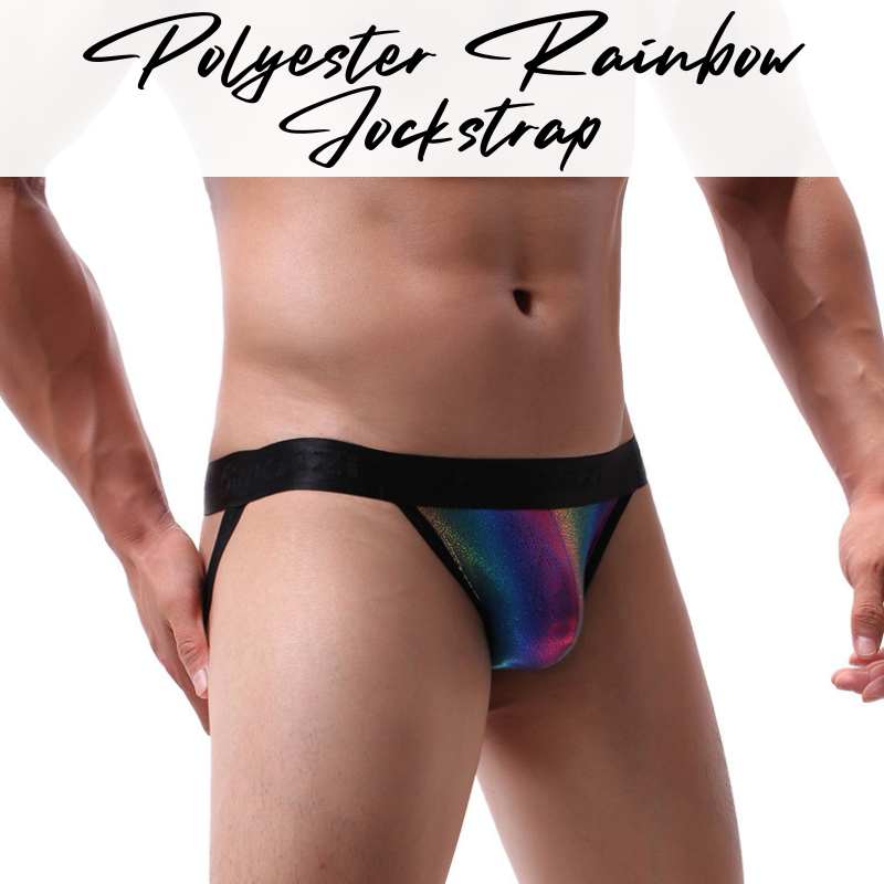 Men's Jockstrap: Polyester Rainbow Jockstrap Underwear (F1207)