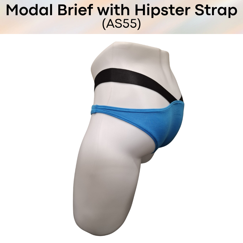 Men's Brief: Modal Bikini Brief with Hip V Strap Underwear (AS55)