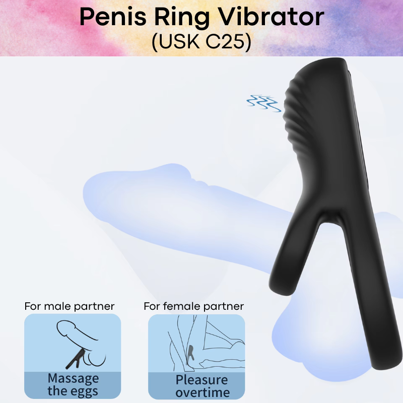 Adult Toy: Men's Silicone Vibrating Penis Ring (USKC25)