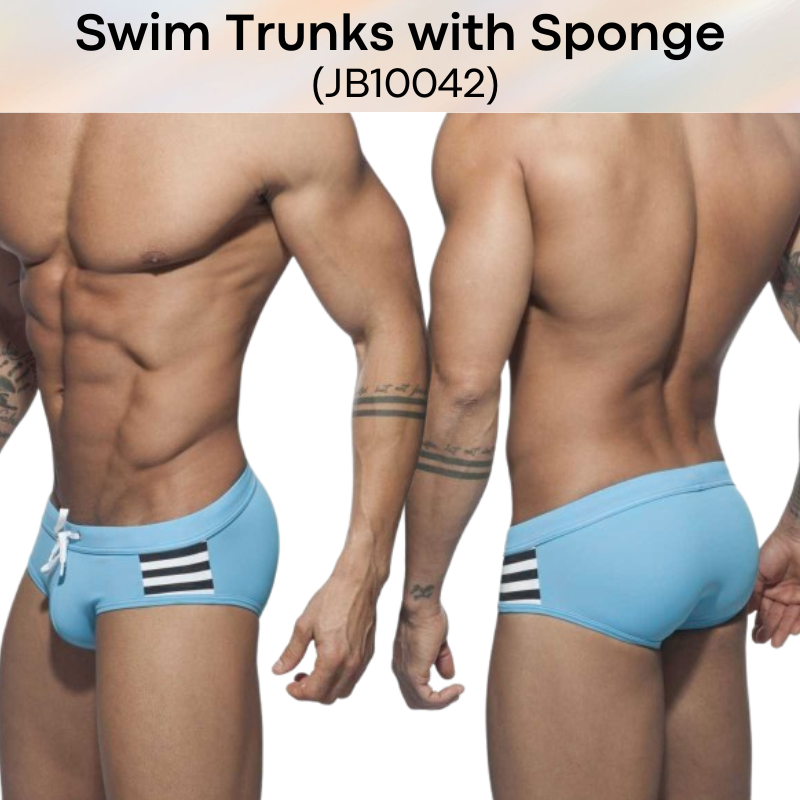 Men's Swimwear: Polyester Boxer Brief Swimming Trunks with Removable Sponge (JB10042)