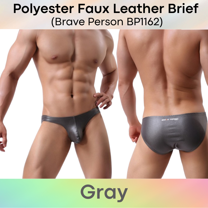 Men's Brief : Polyester Faux Leather Brief (Brave Person BP1162)