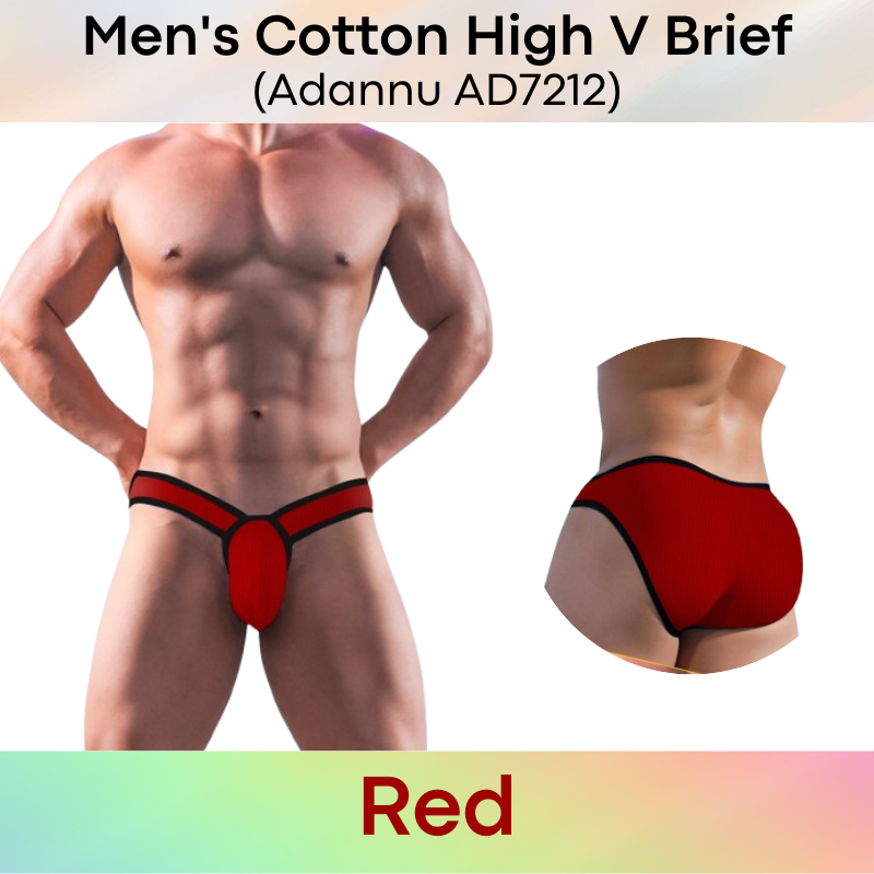 Men's Brief : Cotton High V Brief with 3D Pouch (Adannu AD7212)