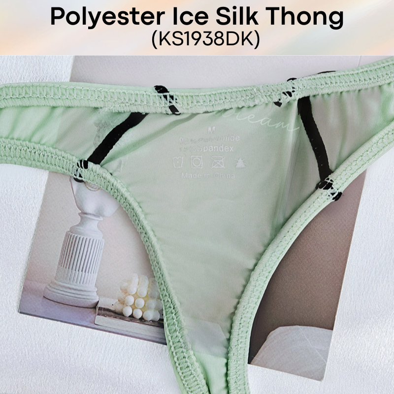 Men's Thong: Polyester Ice Silk Thin Low Waist Thong Underwear (KS1938DK)