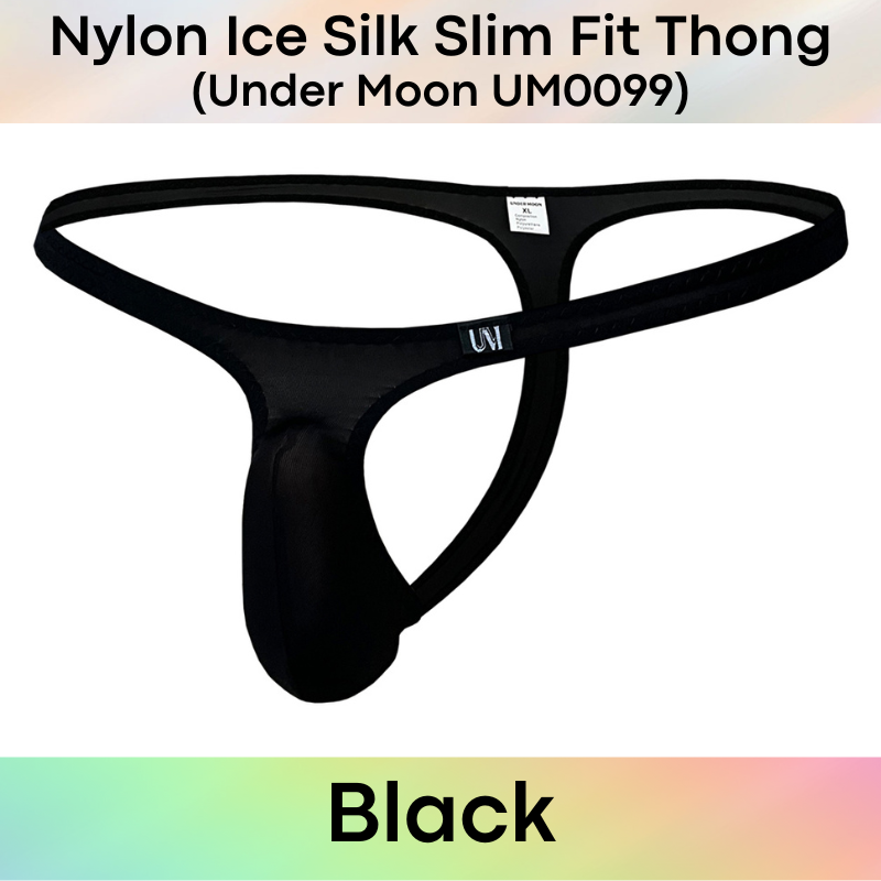 Men's Thong: Nylon Ice Silk Slim Fit Pouch Thong Underwear (UM0099)