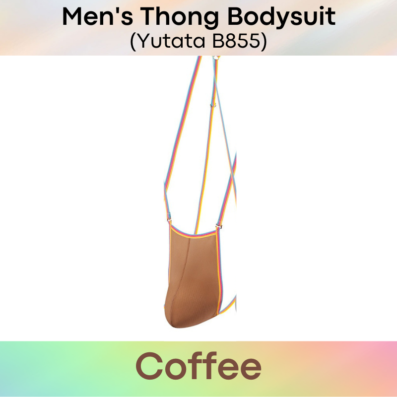 Men's Bodysuit : Thong with Rainbow Band Bodysuit (Yutata B855)