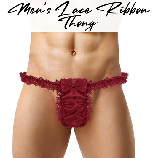 Men's Thong : Lace and Ribbon Underwear (CR44)