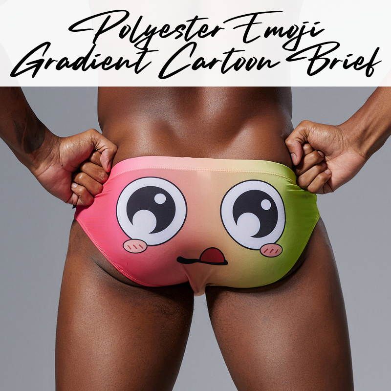 Men's Brief: Emoji Gradient Cartoon Brief Underwear (SB250108)