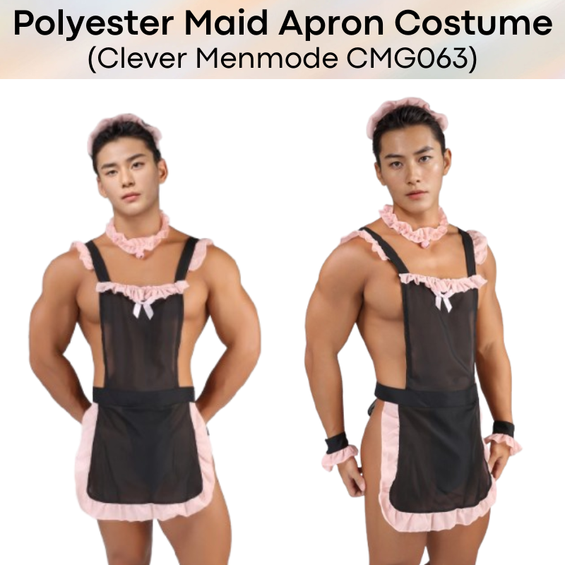 Men's Lifestyle: Unisex Polyester Mesh Maid Apron with Thong Costume Set for Roleplay (CMG063)