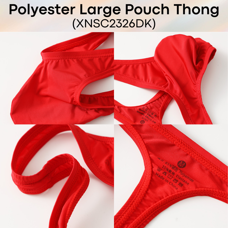Men's Thong: Polyester Large 3D Pouch T Back Thong Underwear (XNSC2326DK)