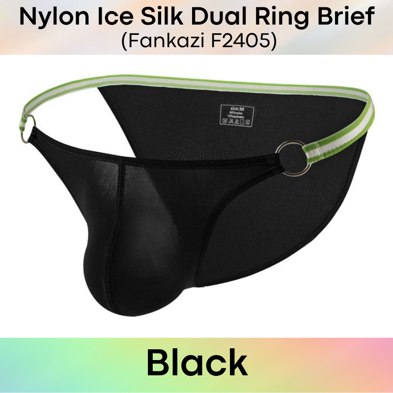 Men's Brief : 2 Ring Accessory Ice Silk Underwear (Fankazi F2405)