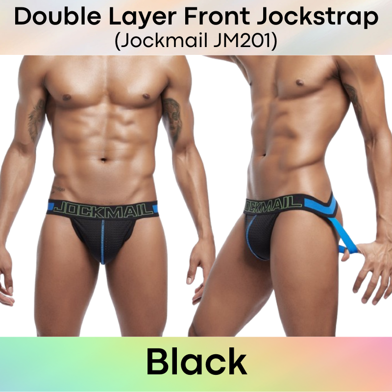 Men's Jockstrap: Double Layer Mesh Sports Jockstrap with Wide Waistband (JM201)