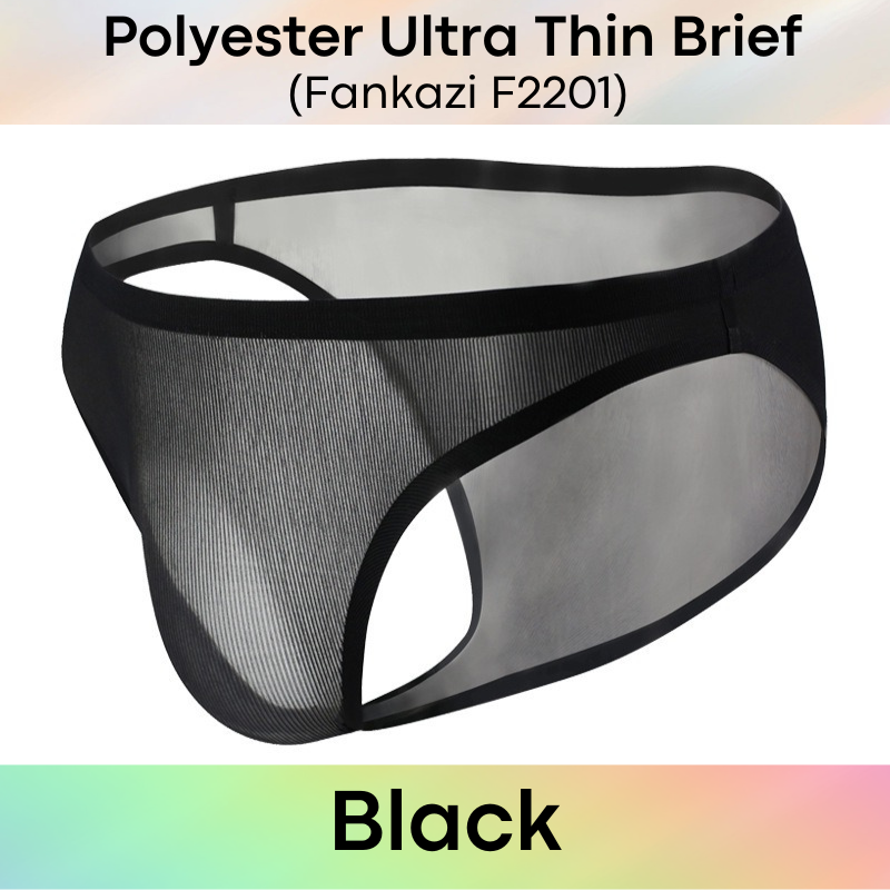 Men's Brief: Polyester Ice Silk Ultra Thin No Line Brief Underwear Underwear (F2201)