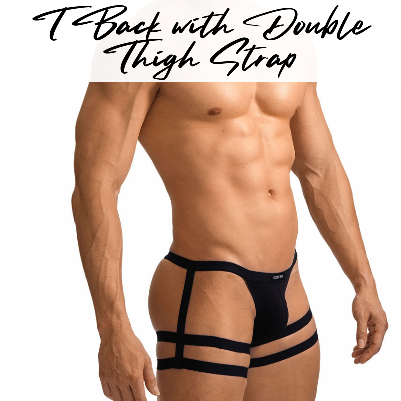 Men's Thong: Regenerated Fibre T Back with Double Thigh Strap Underwear (GT514)