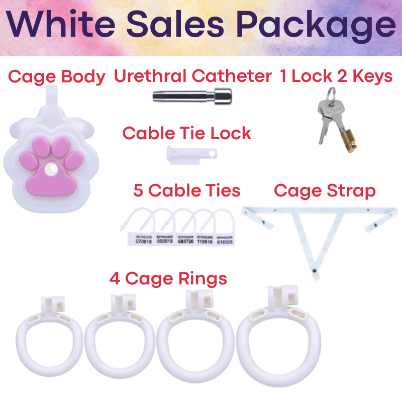Adult Toy: Men's ABS Resin Paw Print Chastity Cage with Urethral Catheter and Strap Set (FRRKAS123)