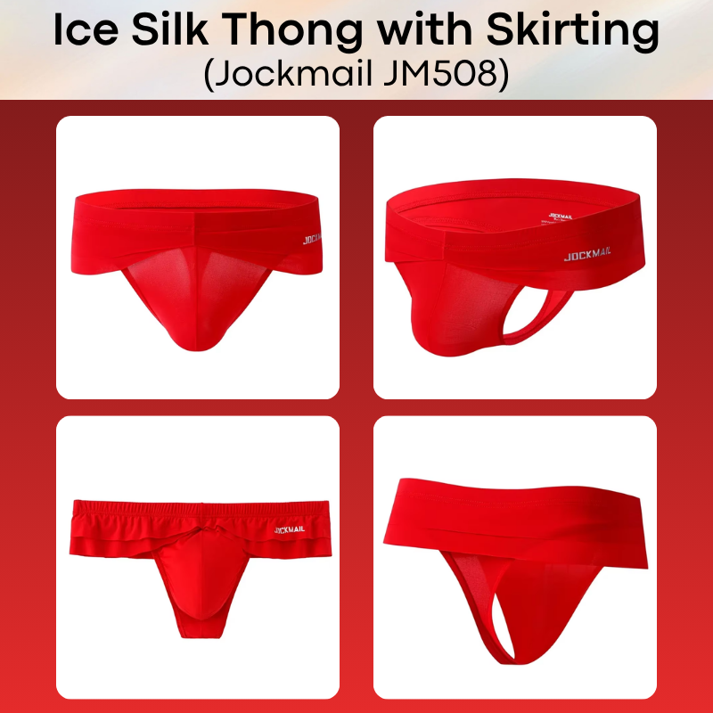Men's Thong: Polyester Ice Silk Thong with Skirting Underwear (JM508)