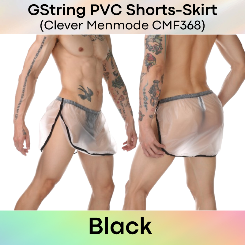 Men's Shorts: PVC Shorts with High Side Split Skirt-Like Homewear (CMF368)