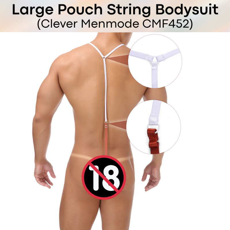Men's Bodysuit: Large Pouch Adjustable String Bodysuit with GString Underwear (CMF452)