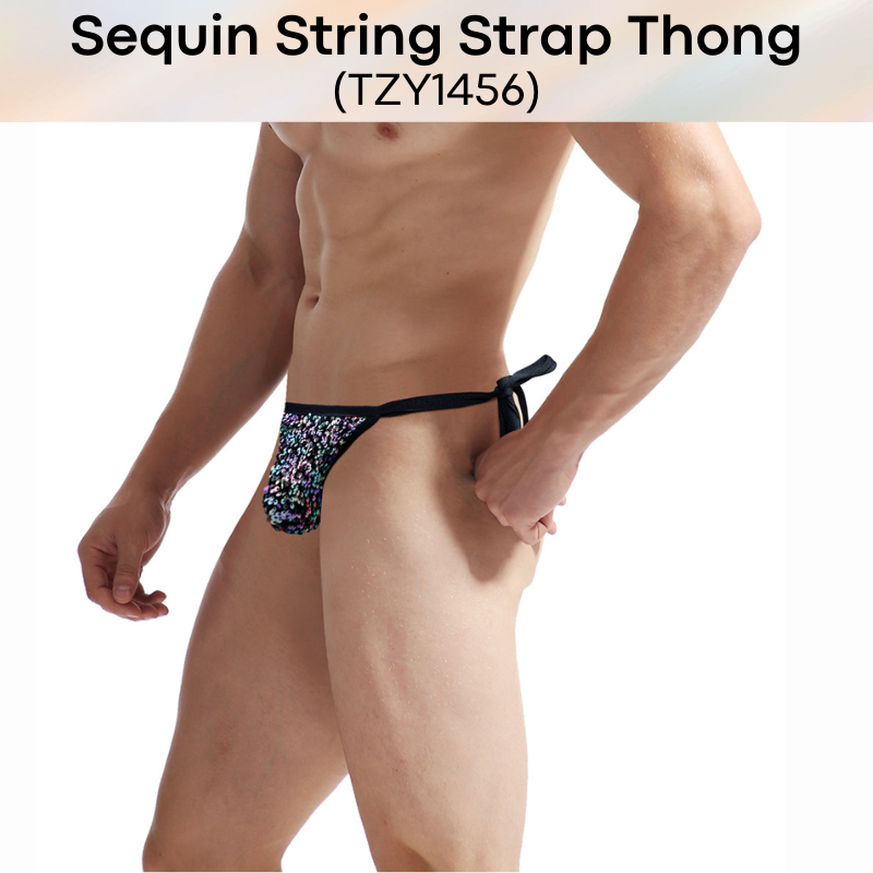 Men's Thong: Sequin Strap Thong with side String Side (TZY1456)