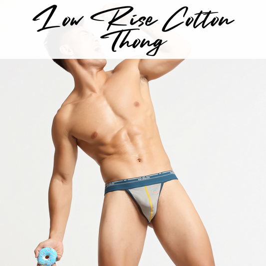 Men's Thong: Cotton Low Rise T Back Thong Underwear (SB10105)