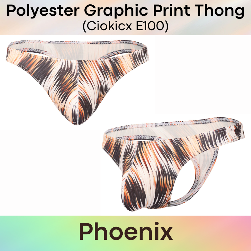 Men's Thong : Polyester Graphic Print Low Waist Thong (Ciokicx E100)