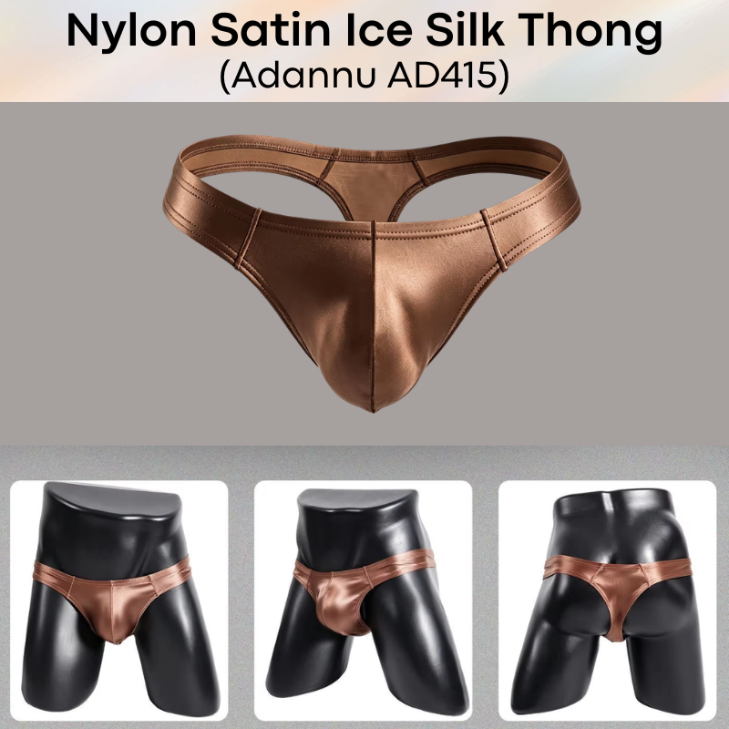 Men's Thong: Nylon Satin Ice Silk Thong Underwear (AD415)