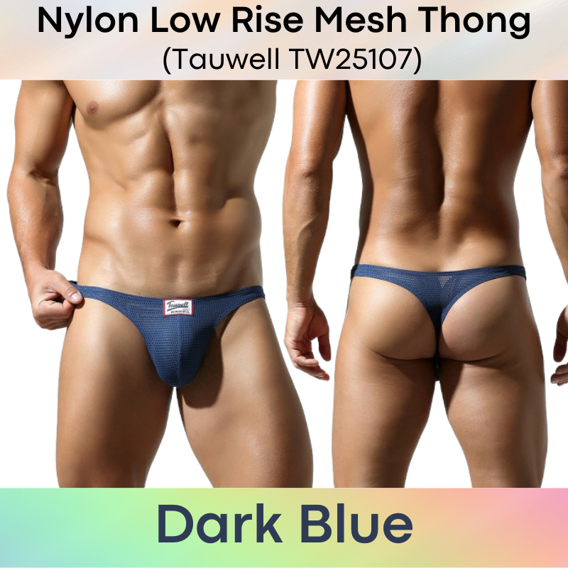 Men's Thong: Nylon Mesh Perforated Thong Underwear (TW25107)