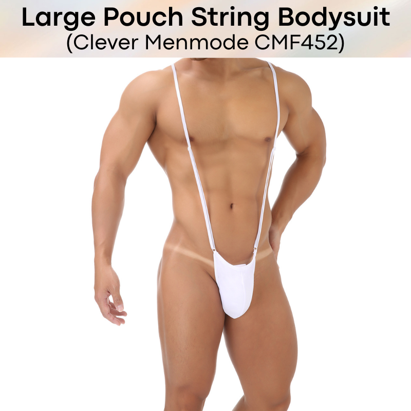 Men's Bodysuit: Large Pouch Adjustable String Bodysuit with GString Underwear (CMF452)