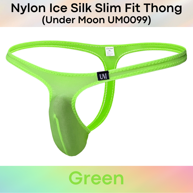 Men's Thong: Nylon Ice Silk Slim Fit Pouch Thong Underwear (UM0099)