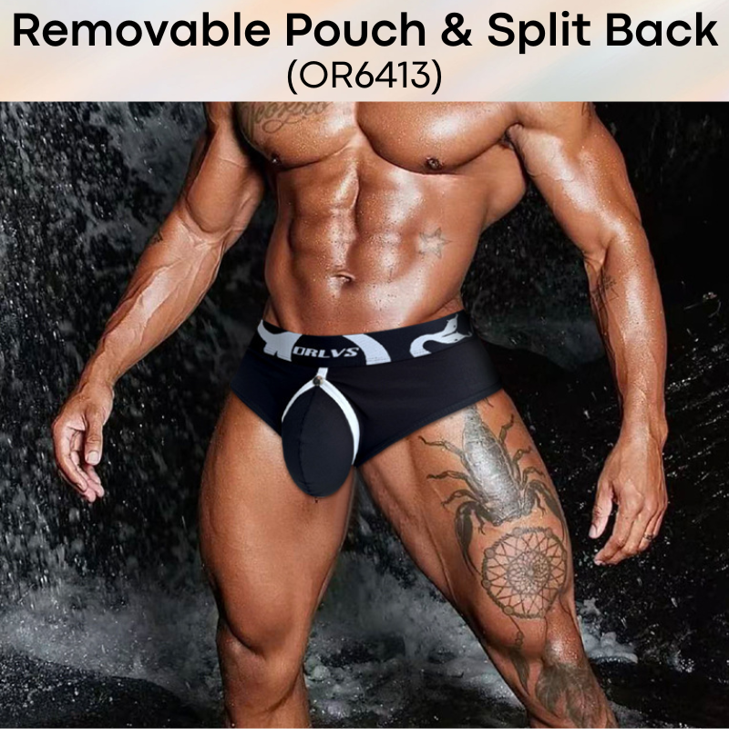 Men's Brief: Modal Fabric Brief with Removable Pouch and Slit Open Back Underwear (OR6413)