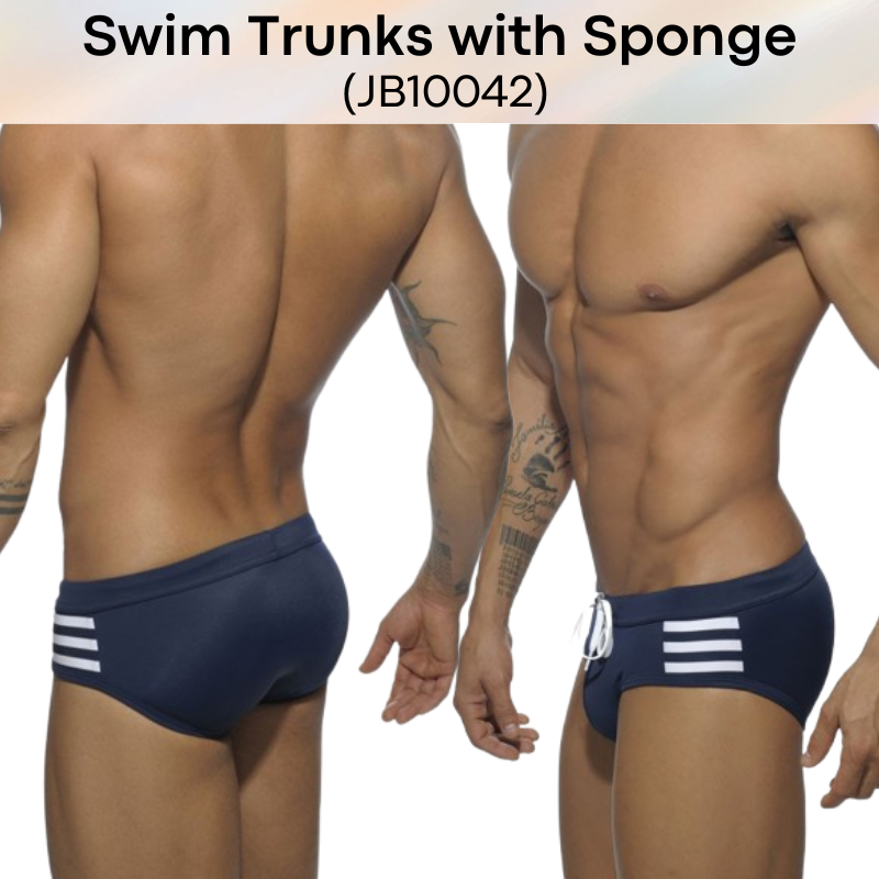 Men's Swimwear: Polyester Boxer Brief Swimming Trunks with Removable Sponge (JB10042)
