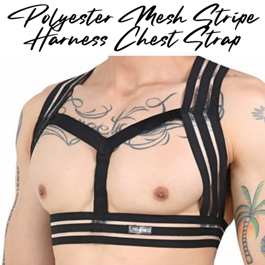 Men's Strap: Polyester Mesh Stripe Harness Chest Strap (CMF598)