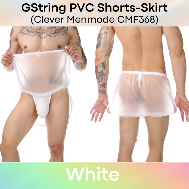 Men's Shorts: PVC Shorts with High Side Split Skirt-Like Homewear (CMF368)