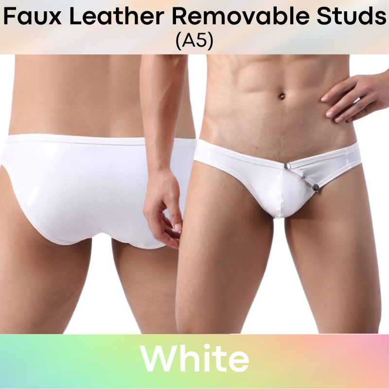 Men's Brief : Glossy Faux Leather with Removable Studs Brief (A5)