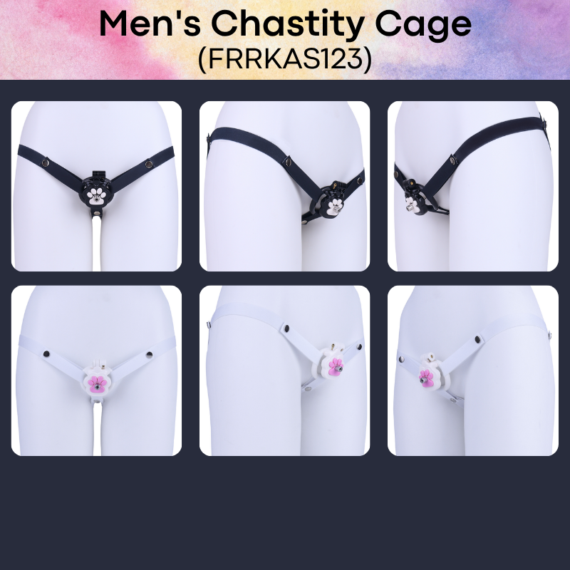 Adult Toy: Men's ABS Resin Paw Print Chastity Cage with Urethral Catheter and Strap Set (FRRKAS123)